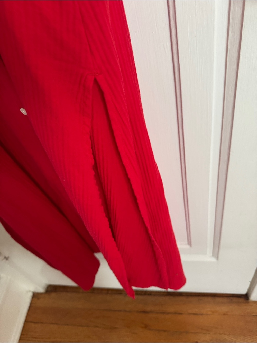 J. Crew Vibrant Red Long Sleeve Button-Front Shirt Dress - Picture 3 of 8